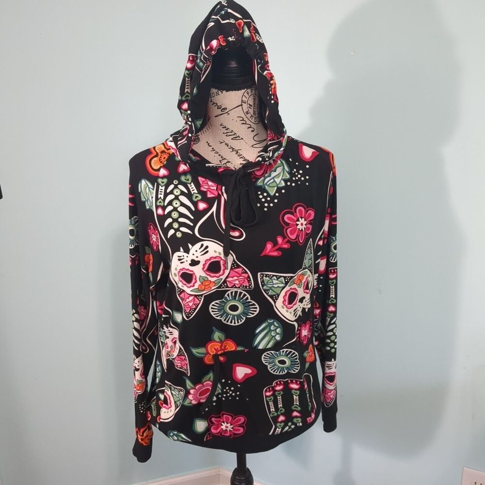 Lildy Dia De Los Muertos Cats Day Of The Dead Hoodie s - m